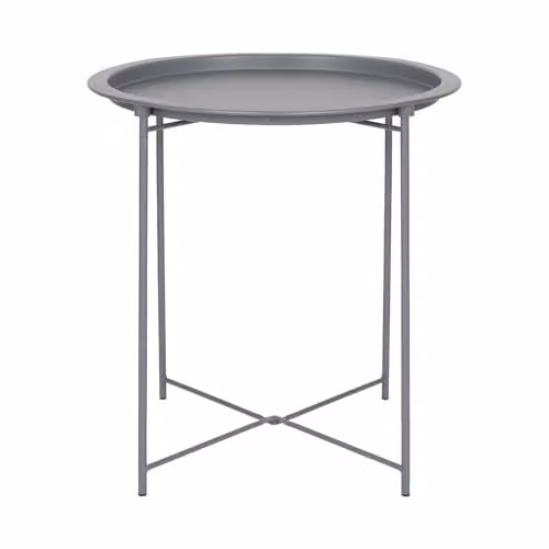 Harbour Housewares Round Metal Tray Table in Matte Grey – 1