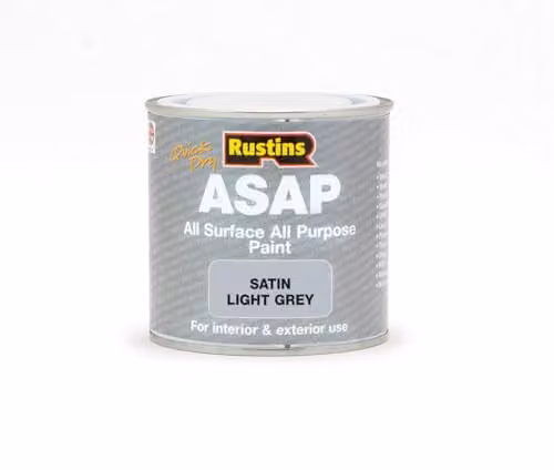 Rustins ASAP Quick Dry All Surface Water-Based Satin Paint, Light Grey, 250ml – 1