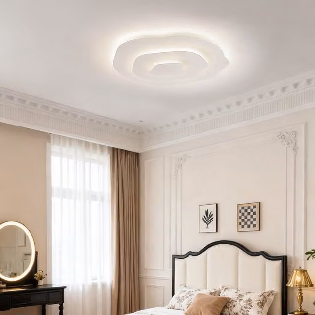 Living Star Minimalist LED Ring Ceiling Light in White and Wood