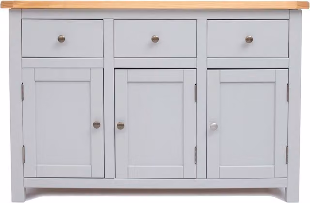 Cabinet Bits Argenta Grey 3 Door 3 Drawer Pine Wood Sideboard
