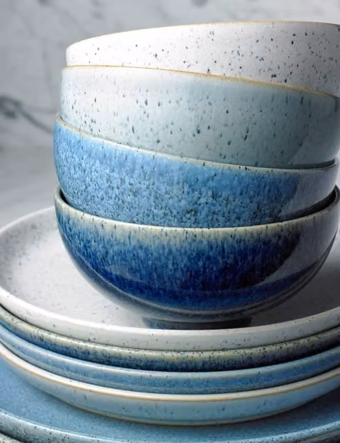 Denby Studio Blue Stoneware Cereal Bowls, Set of 4, Blue Mix