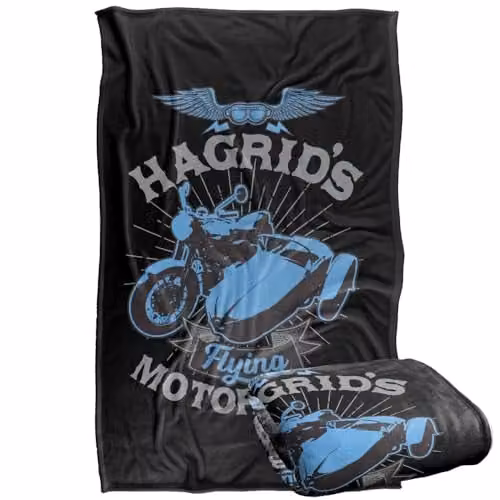 LOGOVISION Harry Potter Hagrid's Flying Motorbike Super Soft Fleece Throw Blanket, Multicolour, W: 91.44 cm x D: 91.44 cm x H: 147 cm – 1