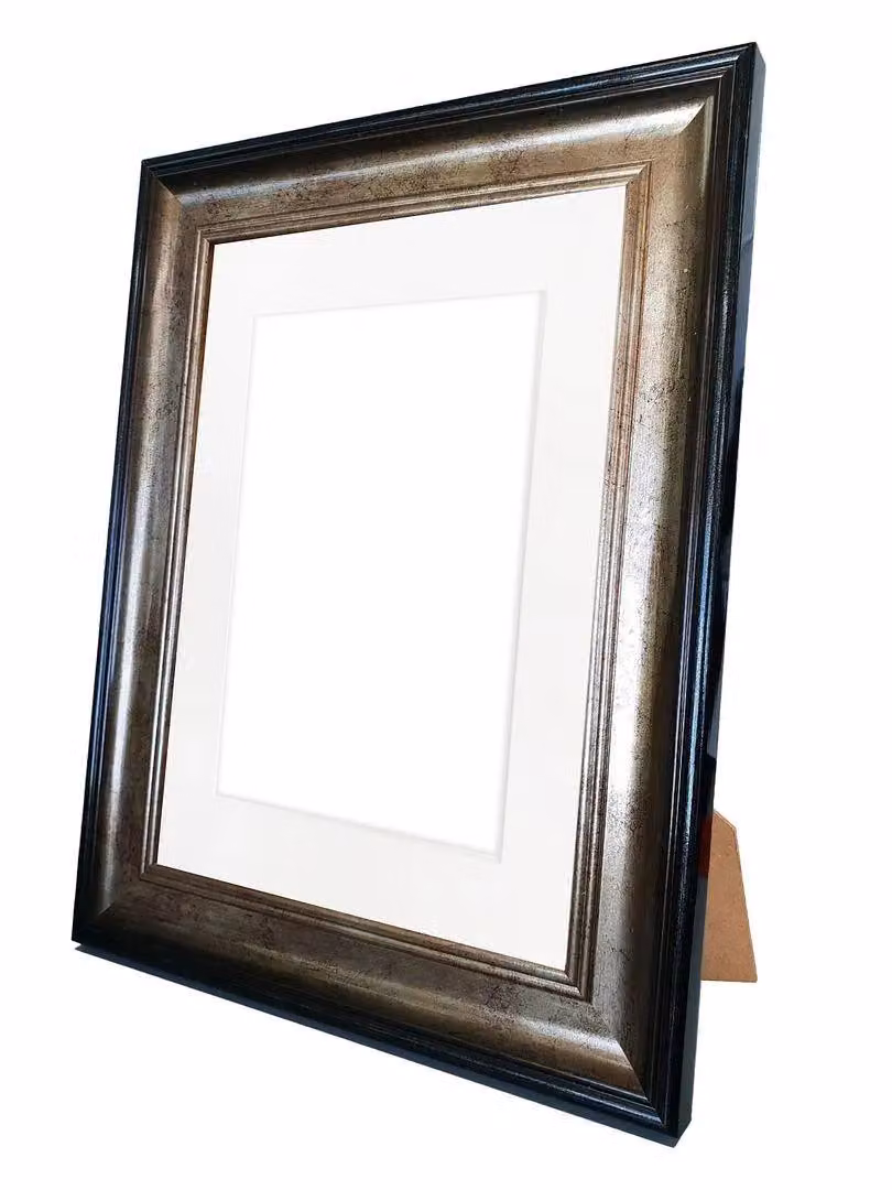 Frames & Mirrors 4U Scandi Black and Gold Rectangular Single Picture Frame with White Mount for 7 x 5 Inch Images – 3