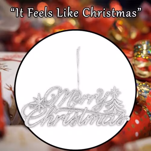 VFM e-Store White Merry Christmas Hanging Decoration, W: 14 cm, H: 20 cm – 6
