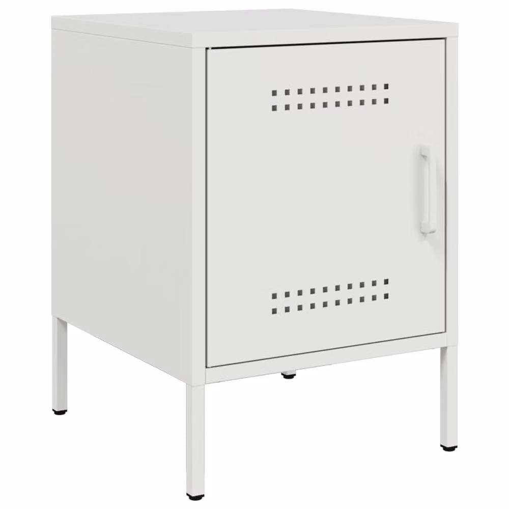 Berkfield Home Durable Metal Bedside Cabinet in White W/D/H: 39 x 39 x 50.5 cm – 2