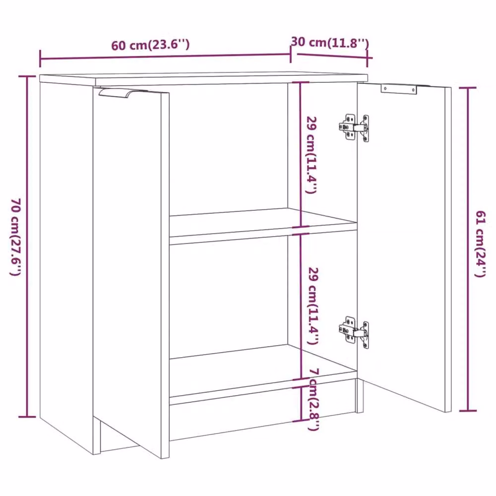 Berkfield Home Modern Sideboard in Concrete Grey, W/D/H: 60 x 30 x 70 cm – 3