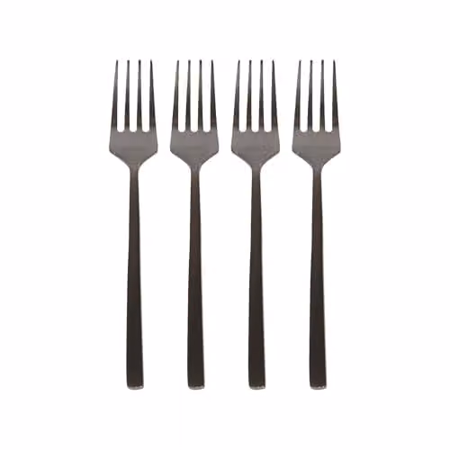 Argon Tableware Black Polished Stainless Steel Cake Forks, Set of 4, 15cm – 1