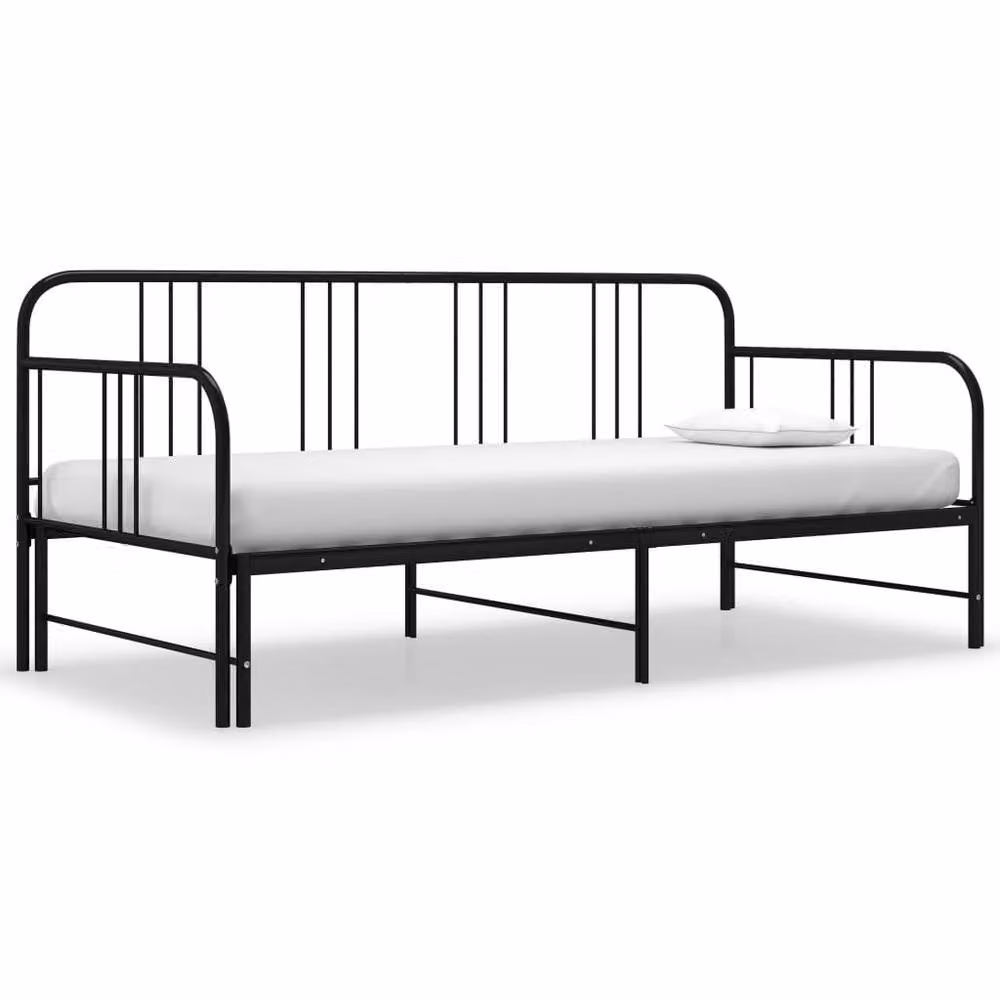 Berkfield Home Black Metal Pull-out Sofa Bed Frame W: 90 cm, D: 200 cm – 2