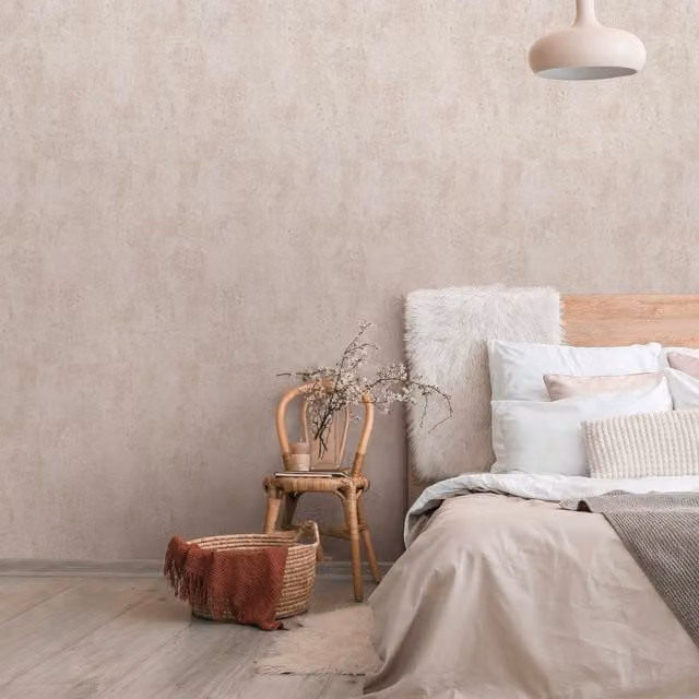 Galerie Industrial Effects Textured Plain Wallpaper in Beige Pearl