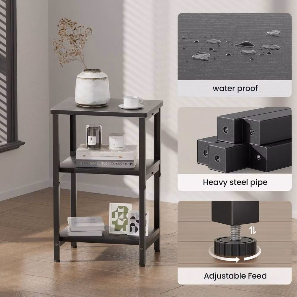FLAVORA Grey Height Adjustable Side Table and Nightstand – 2