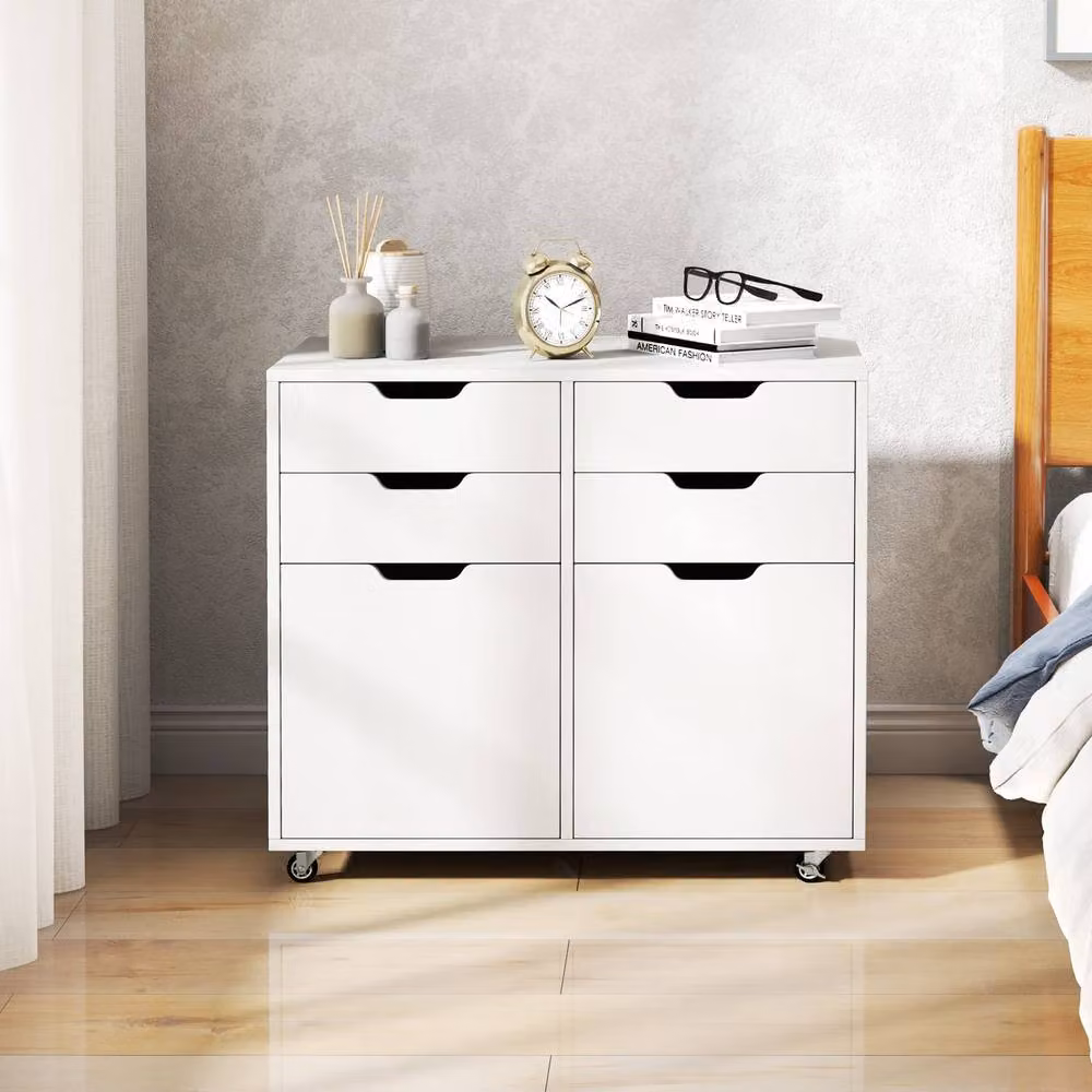 Costway 4 Drawer Mobile Storage Chest with Castors, White – 2