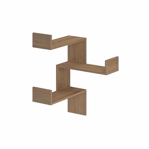 HOCUS PICUS 3 Tier Corner Bookshelf in Natural Oak, W/D/H: 60 x 22 x 90 cm – 2