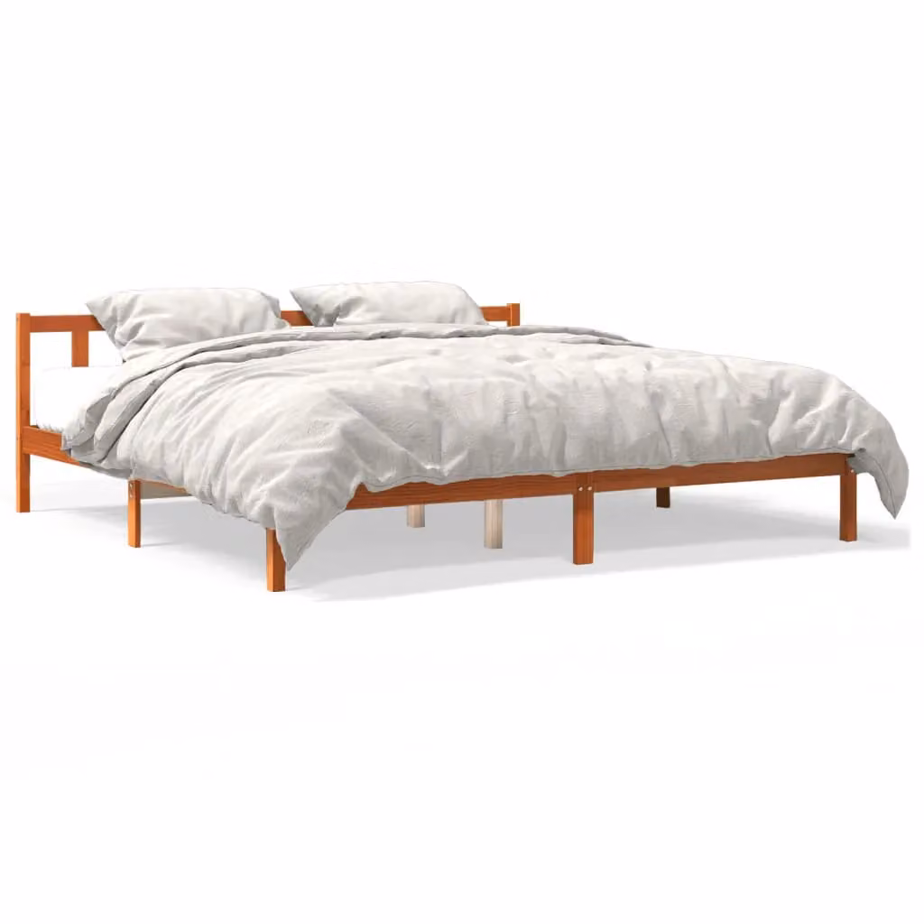 Berkfield Home Rustic Solid Wood Pine Bed Frame in Wax Brown, 200 x 200 cm – 2