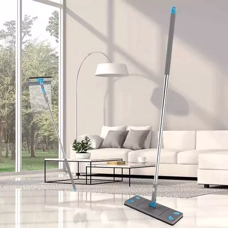 KORVIXA 7 in 1 Microfibre Floor Mop and Broom in Grey, Height: 100 cm
