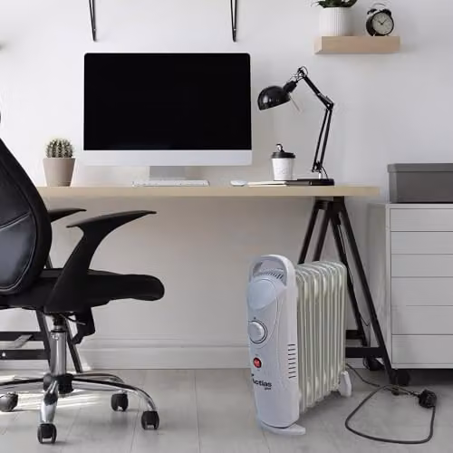 Actiasgear 800W Oil Filled Portable Radiator with Automatic Thermostat in White and Grey – 2