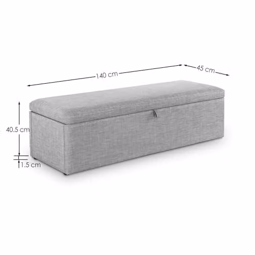 Julian Bowen Sorrento Upholstered Blanket Box in Light Grey, W/D/H: 140 x 45 x 41 cm – 2