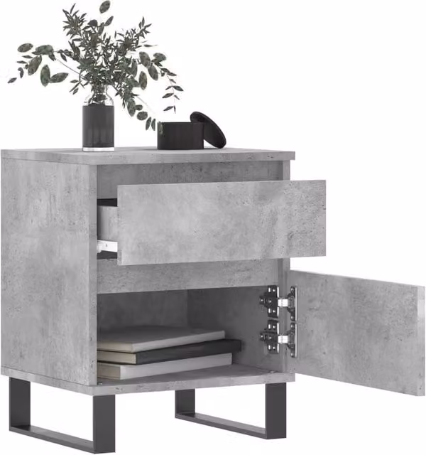 Berkfield Home Modern Bedside Cabinet in Concrete Grey, W/D/H: 40 x 35 x 50 cm
