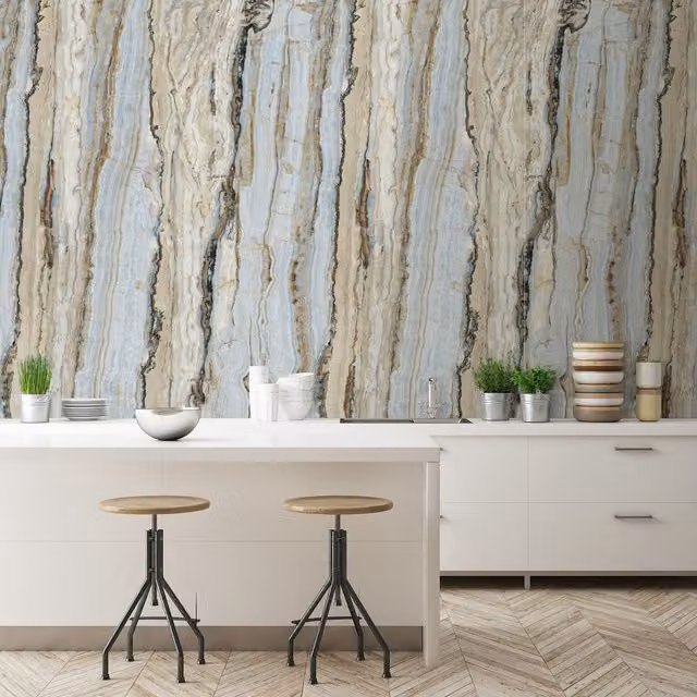 Grandeco Abstract Blue and Neutral Modern Vinyl Mural Wallpaper