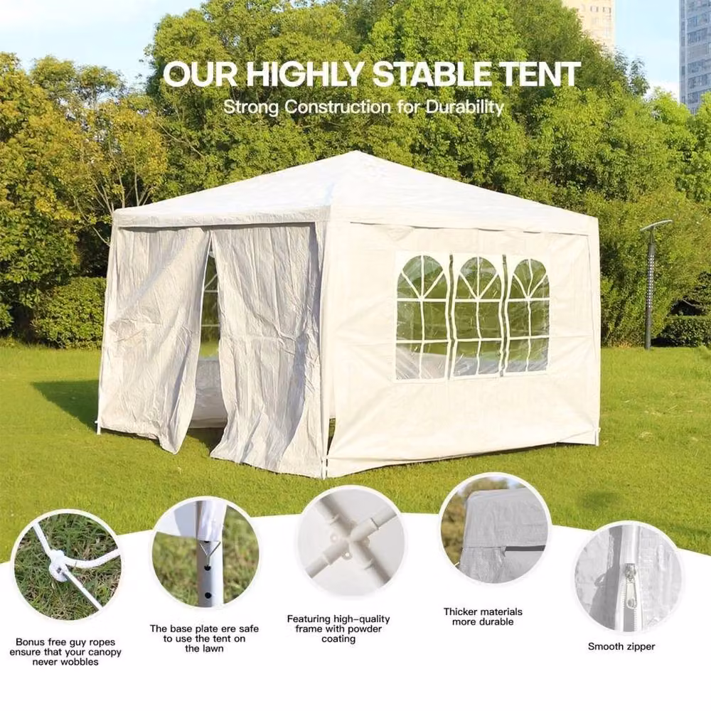 Hinsinc White Waterproof Party Gazebo Tent W/D: 300 x 300 cm – 2