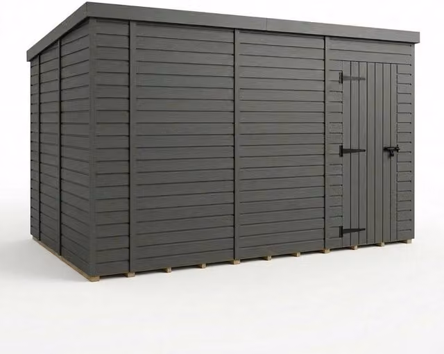 Buttercup Farm Grey Composite Pent Garden Shed with Single Door and No Windows W/D/H: 426.72 x 305 x 210 cm – 1