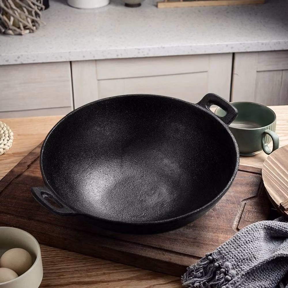 Kelvenix Black Cast Iron Non Stick Deep Saute Wok Pan – 3