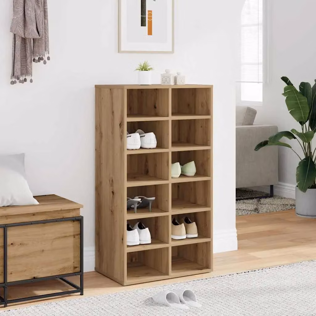 Berkfield Home Artisan Oak Shoe Rack in Brown, W: 54 cm, D: 34 cm, H: 100.5 cm – 3
