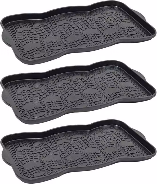 Kelvenix Set of 3 Plastic Shoe Trays in Black