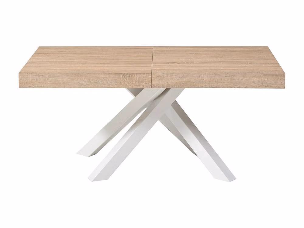 Vente-unique Extendable 6-10 Seater Rectangular Dining Table in Light Oak and Beige MDF and Metal – 2