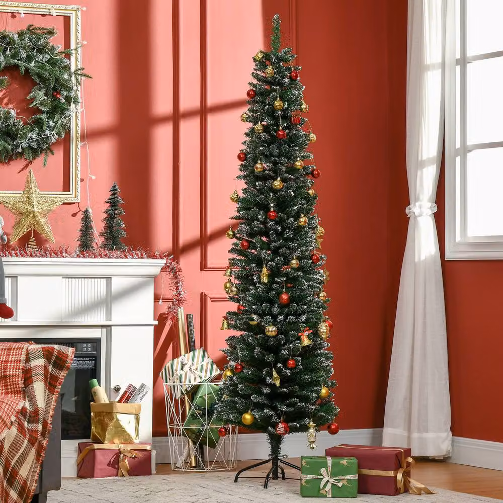 STILVORA Green Metal Tabletop Pencil Christmas Tree with Snow-Dipped Design – 2