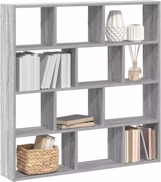 Berkfield Home Wall Mounted 12 Compartment Cube Shelf in Grey Sonoma Engineered Wood