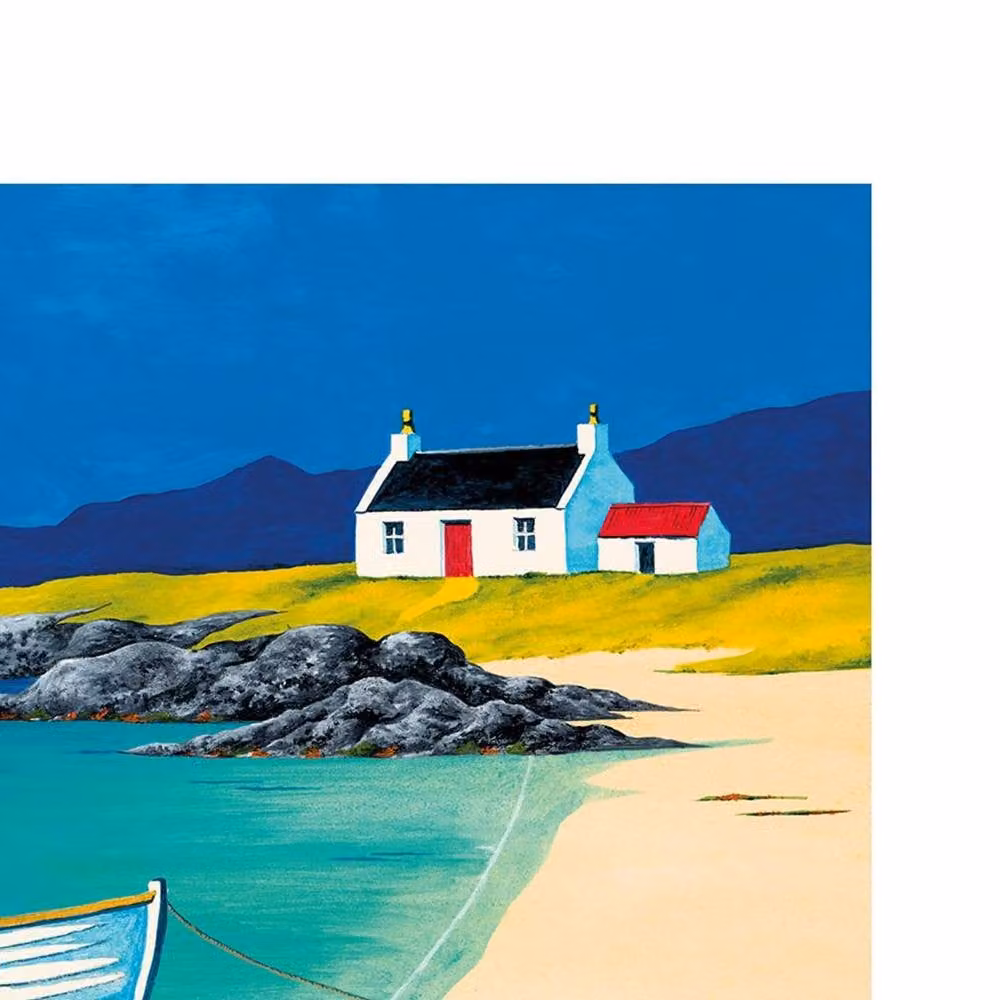 Anthony Barber Hebridean Fisherman's Cottage Paper Poster Print in Light Blue – 2