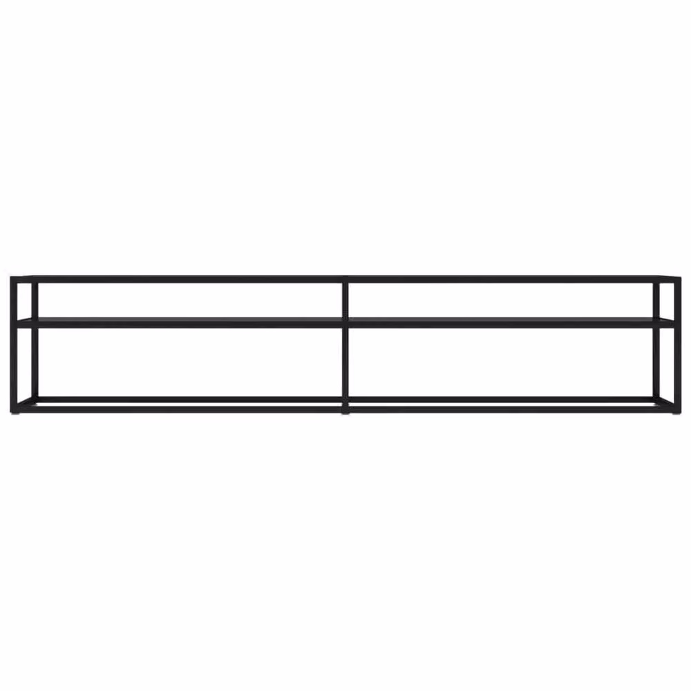 Berkfield Home Modern Black TV Cabinet with Tempered Glass, W: 200 cm, D: 40 cm, H: 40.5 cm – 3