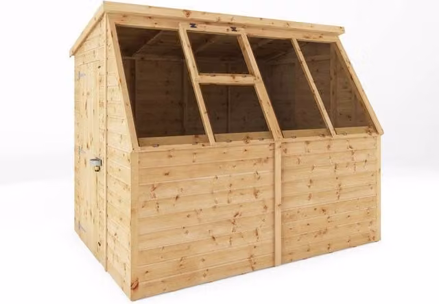Mercia Traditional Wood Potting Shed in Brown, W/D/H: 187.7 x 256.4 x 212.7 cm
