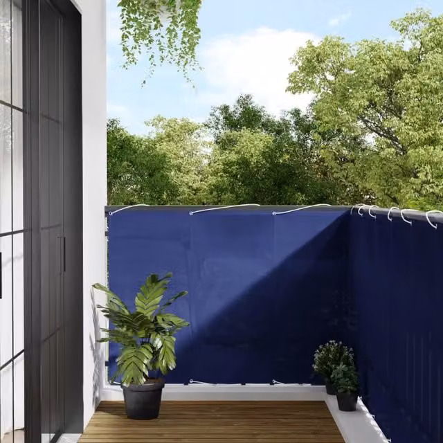 Berkfield Home Blue Opaque Balcony Cover, 100% Polyester Oxford, W: 120 cm, H: 800 cm