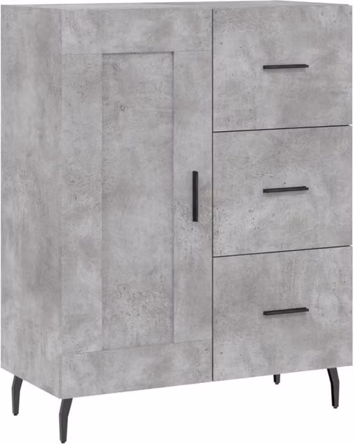 Berkfield Home Modern Sideboard in Concrete Grey, W/D/H: 69.5 x 34 x 90 cm