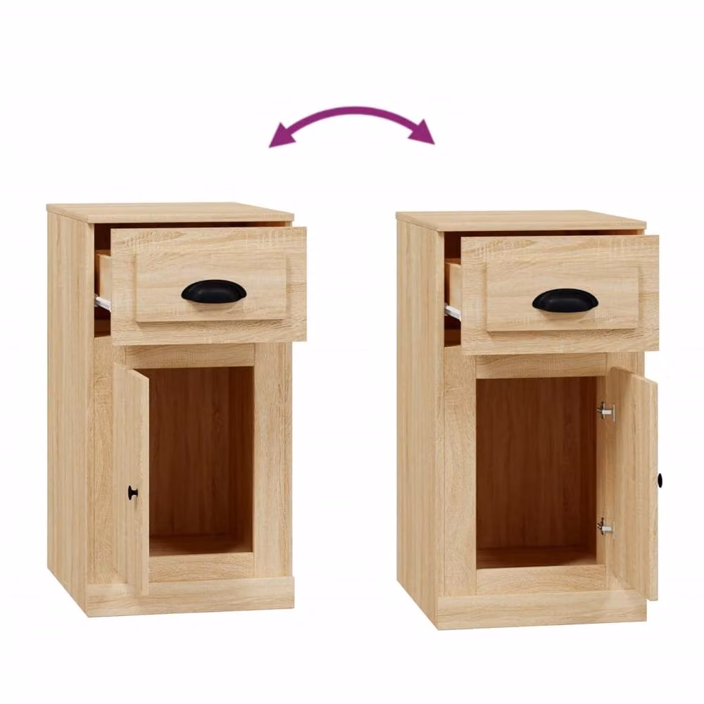 Berkfield Home Side Cabinet with Drawer in Sonoma Oak and Beige, W: 40 cm, D: 50 cm, H: 75 cm – 3