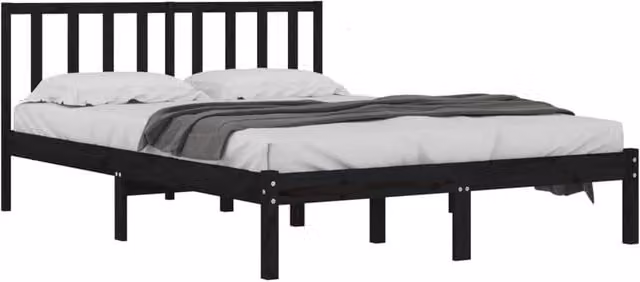 Berkfield Home Beautiful Bed Frame in Black Solid Pine, W/D/H: 200 x 100 x 206 cm