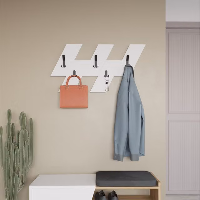 Decortie Ivy Modern Wall Mounted Hanger - White