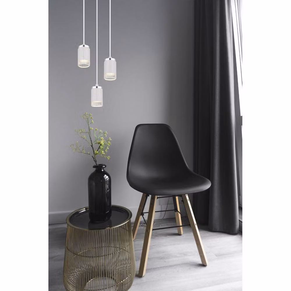 Netlighting Korben Cluster Pendant Ceiling Light in White and Chrome with 3x GU10 Bulbs, Height: 115.5 cm – 4