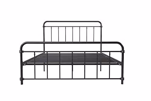 DHP Furniture Wallace Vintage Metal Bed in Black, 140 x 200 cm