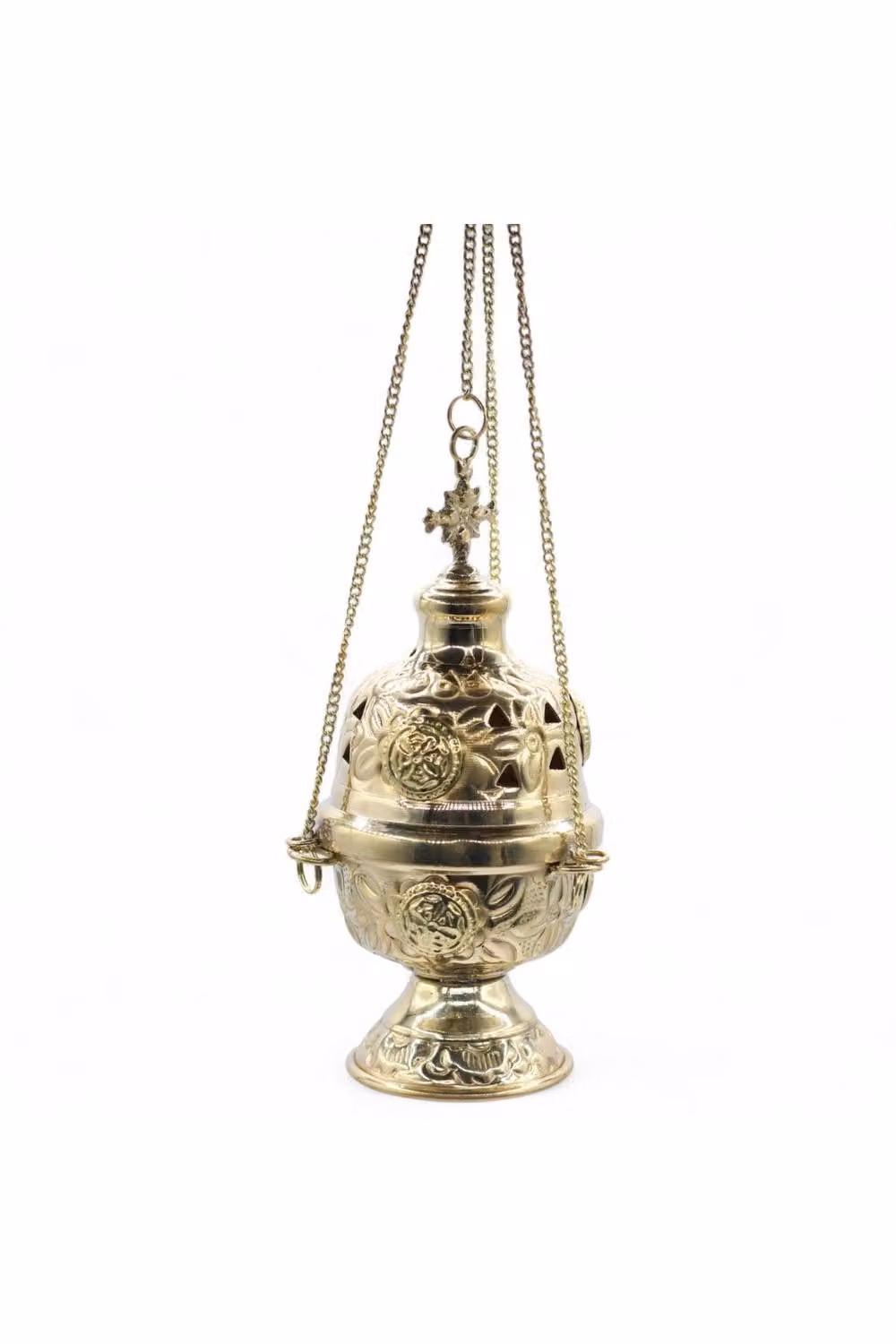 KDMD Gold Hanging Brass Incense Burner with Floral Design – 3