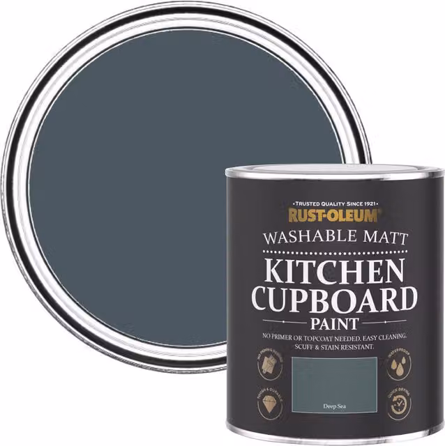 Rust-Oleum Chalky Kitchen Cupboard Paint in Deep Sea Blue, Dead Matt Finish