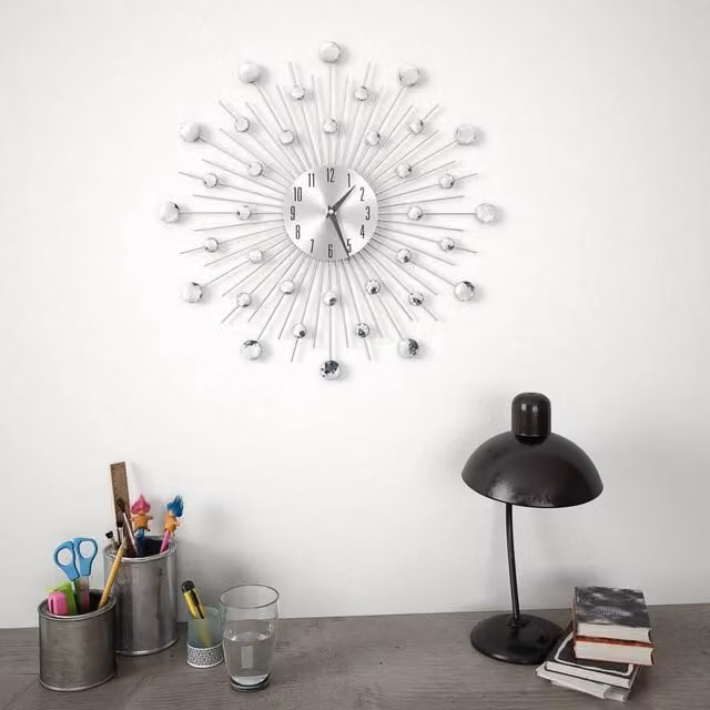 Berkfield Home Modern Round Wall Clock with Quartz Movement in Silver, Diameter: 50 cm