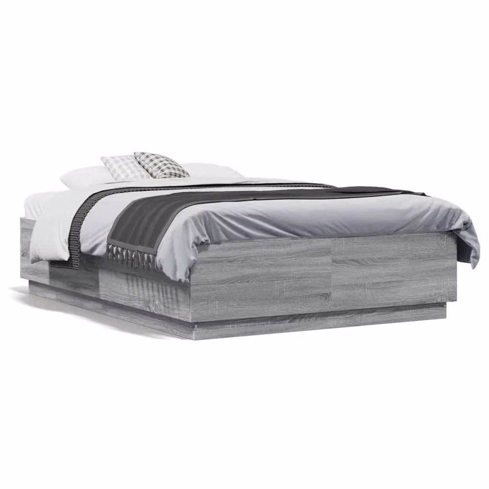 Berkfield Home Modern Small Double Bed Frame with Drawers, Grey, W/D/H: 190 x 120 x 40 cm – 3