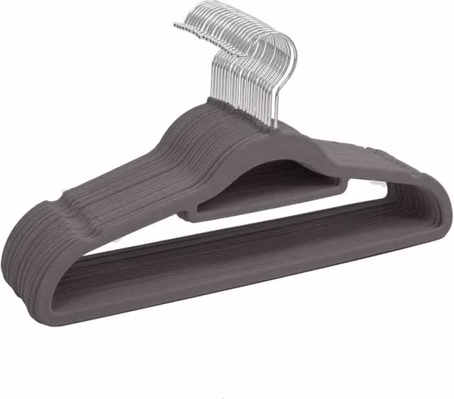 Kelvenix 100 Pack Grey Velvet Anti Slip Space Saving Coat Hangers – 1