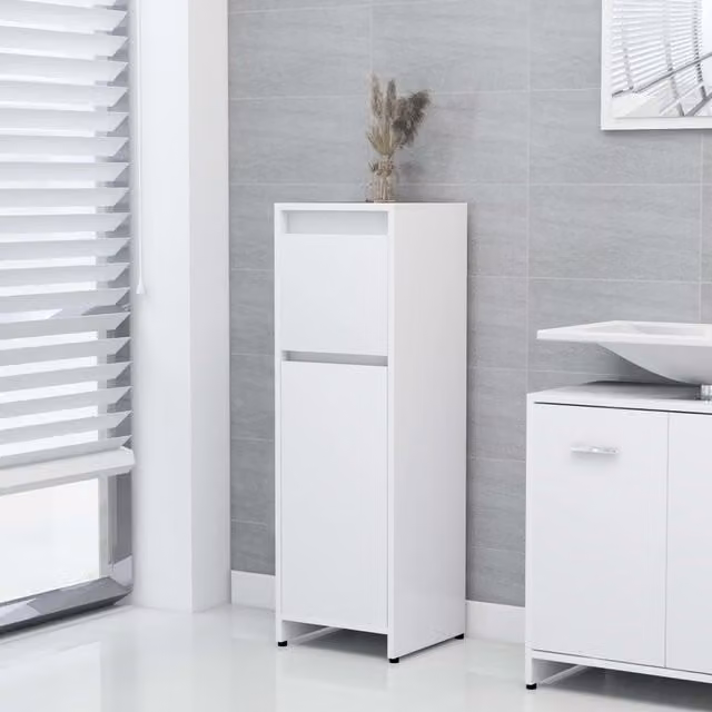 Berkfield Home White Modern Bathroom Cabinet with Internal Drawers and Shelves, W/D/H: 30 x 30 x 95 cm