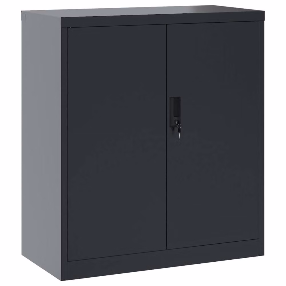 Berkfield Home Anthracite Steel File Cabinet with Hinged Doors and Lock, W/D/H: 79 x 40 x 90 cm – 2