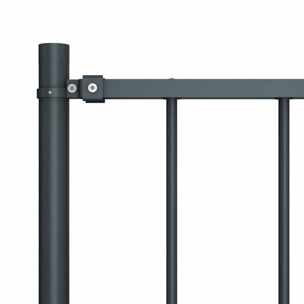 Berkfield Home Powder-coated Steel In-ground Fence Panel with Posts, Anthracite Dark Grey, W: 1.7 m, H: 1 m – 2