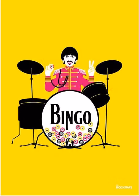 Mockstars Bingo Star Retro Art Print, Yellow, A3