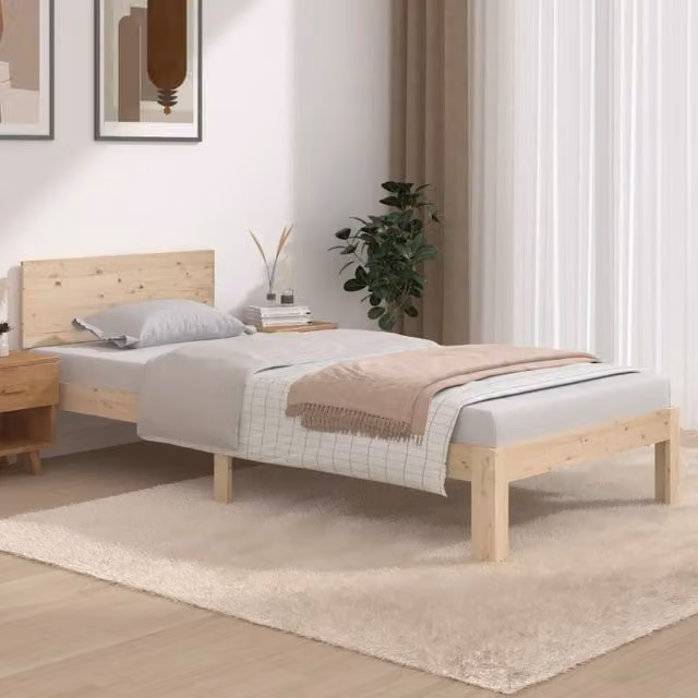 Berkfield Home Solid Wood Pine Bed Frame, Brown, W: 90 cm, L: 200 cm